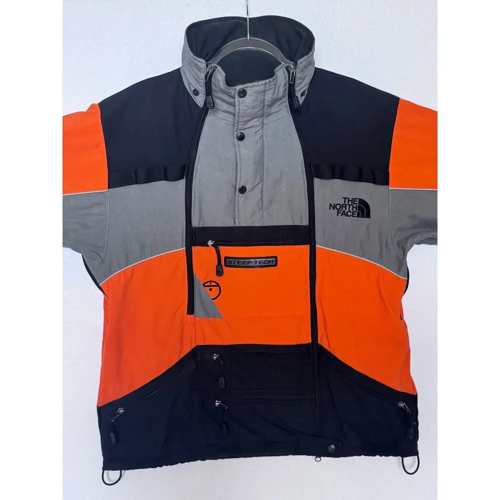 The North Face Steep Tech 2009 Ski Jacket XL Orange Gray Black Gorpcore